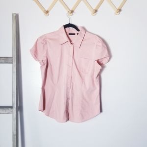 NEW YORK & COMPANY PINK BUTTON DOWN BLOUSE SIZE LARGE